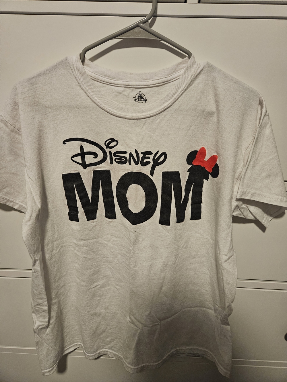 Disney Mom White Graphic Tee with Red Accent